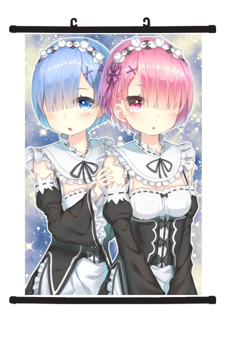 Аниме настенный свиток постер Re Zero kara Hajimeru Isekai Rem Ram Kawaii домашний декор E | Дом и сад