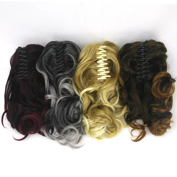 Soowee 8 Color Curly High Temperature Fiber Synthetic Hair Pony Tail Hairpiece Blonde Gray Clip In Hair Extensions Claw Ponytail 6