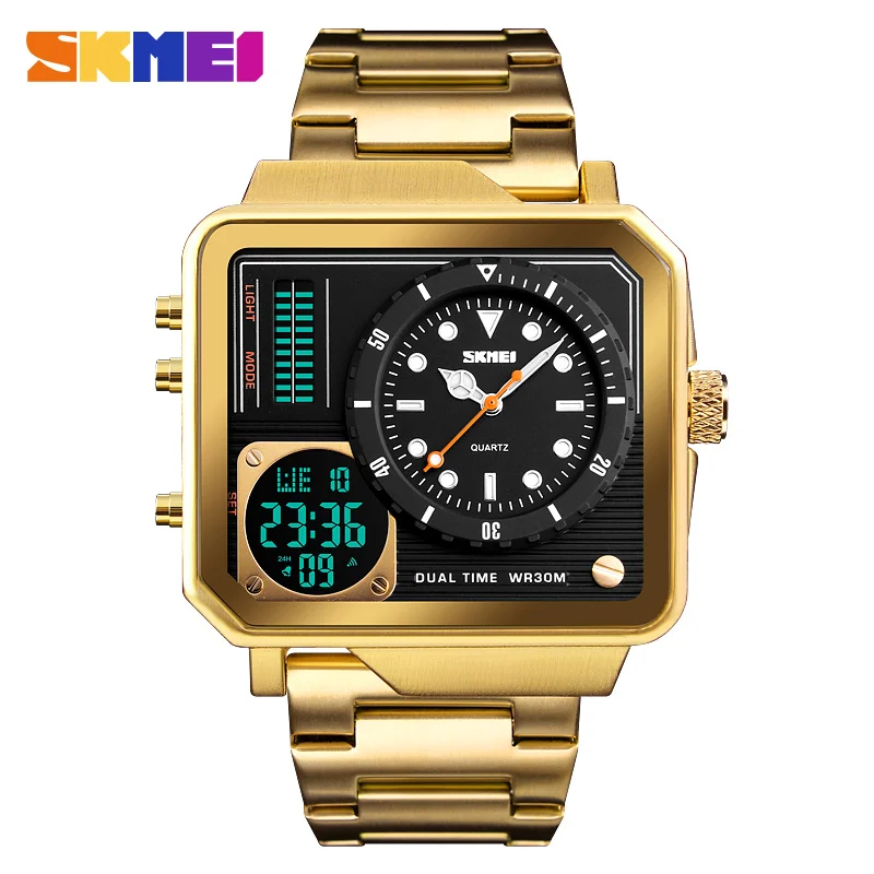 $19.79 Top Luxury Mens Watches Skmei Brand Sport Digital Quartz Watch Men Stainless Steel Strap Waterproof