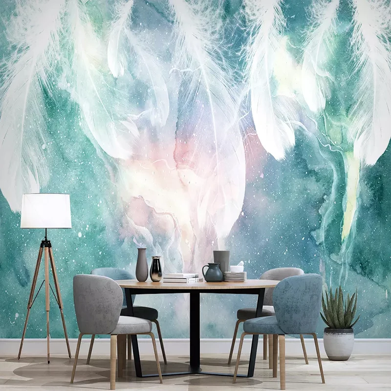 

Photo Wallpaper Nordic Abstract Ink Feathers Garden Large Murals Living Room Bedroom Home Decor Wall Covering Papel De Parede 3D