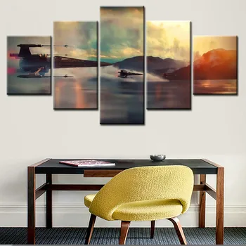 

5 Pieces Water Fighter Poster Wall Art Scenery Canvas Painting Wall Pictures for Living Room Decoration Picture Art Print