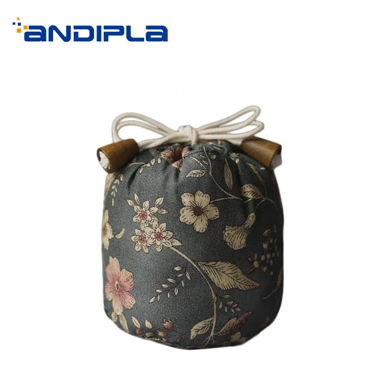 

Vintage Style Teaware Storage Bag Handmade Thicken Hemp Cotton Travel Bags Office Kung Fu Tea Set Accessories Jar Teacup Holder