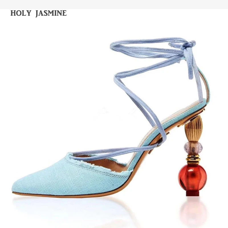 

2019 Spring Ladies Strange Style Ankle Strap Sandals Sexy Peep Toe High Heel Women Sandals Genuine Leather Summer Shoes Woman
