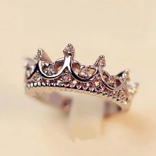 Korean Style Retro Crystal Drill Hollow Crown Shaped Queen Temperament Rings For Women Party Wedding Ring Jewelry Free Shipping