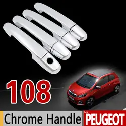 Для Peugeot 108 Хромированная ручка крышки отделка Набор для 2dr 4dr 2014 2015 2016 2017 2018 все модели Интимные аксессуары Наклейки стайлинга автомобилей