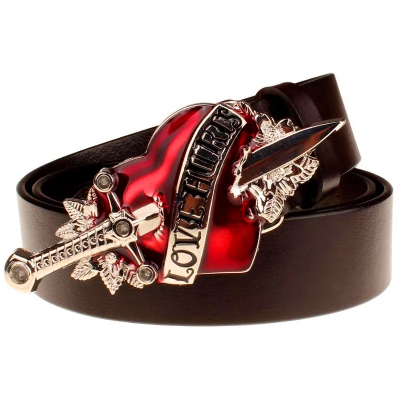 HATERS LEATHER BELT AND BUCKLE I LOVE HEART 