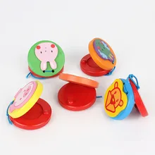 Из 2 предметов деревянная игрушка разноцветный мультфильм деревянные Кастанет звука игрушки развивающие игрушки