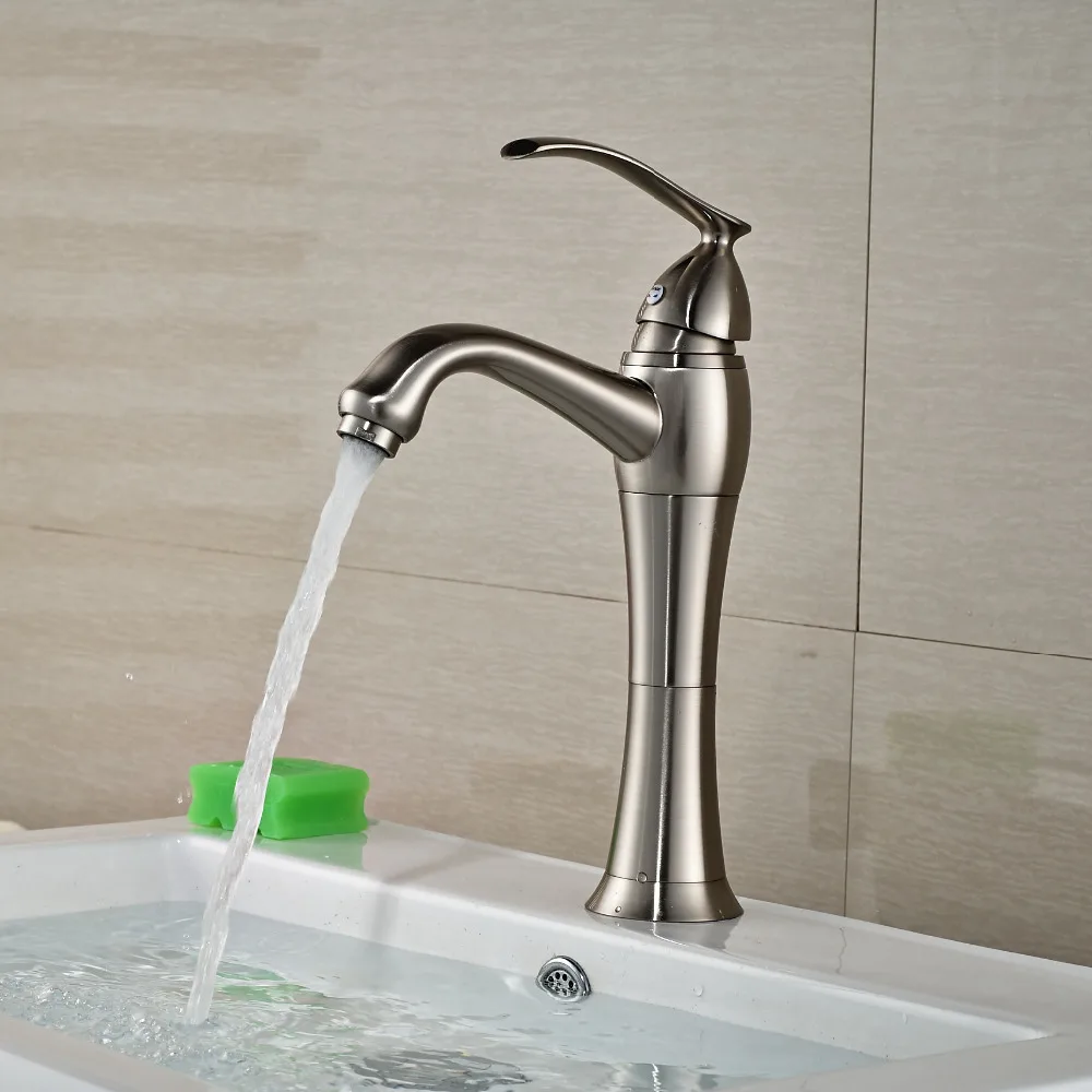 

Wholesale And Retail Deck Mounted Elegant Brushed Nickel Bathroom Basin Faucet Vanity Sink Mixer Tap