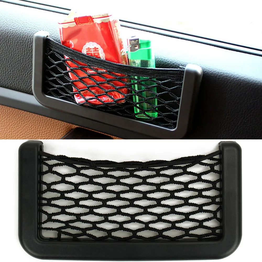 

Universal Car Storage Bag Auto Organizer 15x8cm Elastic Flexible Mesh Net Pocket Cage Adhesive Visor Phone Mount Holder