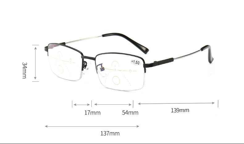 Мультифокально-прогрессивные очки для чтения, мужские очки для дальнозоркости, женские очки для дальнозоркости, прозрачные интеллектуальные Мультифокальные очки