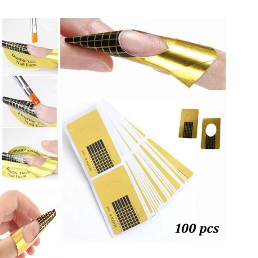 100 Pcs Professional Nail Forms Sticker Acrylic Curve Nails Gel