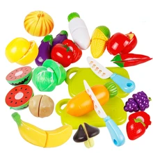 20Pc/set Kids Cutting Fruits Vegetables Pretend Play Kitchen Toys Miniature Safety Food Sets Educational Toy for Children ZW14