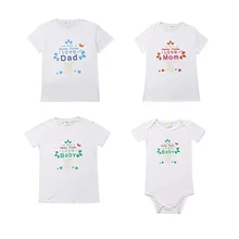 Летние каникулы новые стильные Семейные комплекты для мамы и дочки, для женщин, девушек, детей с буквенным принтом, Повседневная футболка Топы для детей