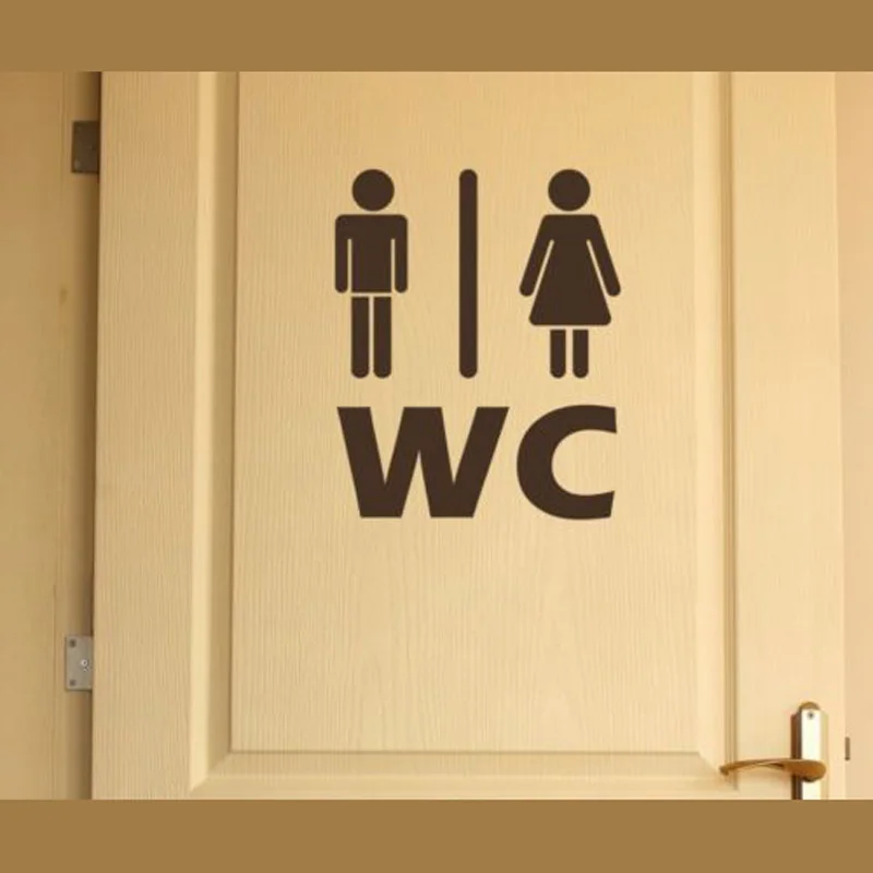 

24*19.5CM Creative Men's And Women's Toilet Door Sticker Vinyl Bathroom Glass Wall Sticker Decals Black A0051