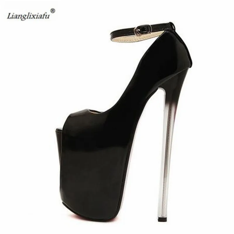 CDTS zapatos mujer Plus34-42 43 пикантные Туфли на высоких каблуках; туфли на высоком каблуке 16/19/22 см, шпильки, обувь на каблуке с пряжкой, обувь на платформе, Ремешок на щиколотке женские свадебные кеды - Цвет: 22cm heels black
