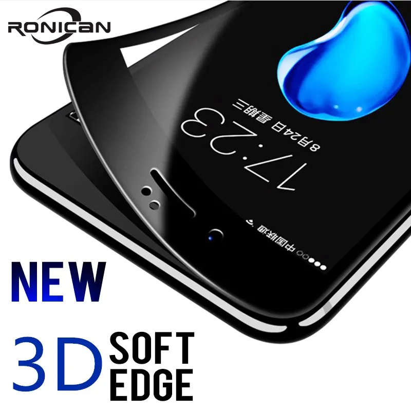  Für iPhone X 6 6S 7 8 Plus Telefon Screen Protector Film 9H Glänzend 3D Gebogene Carbon Faser weich