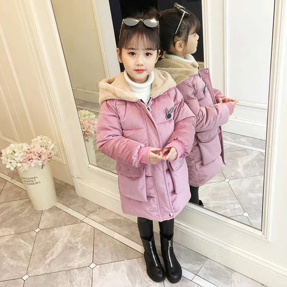 

New Arrivals 2018 Autumn Winter Baby Girl 2 Colors Zipper Parka Children 4-13 Kids Hooded Warm Outerwear Coat For Girl Clothes
