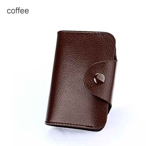 DULIN унисекс кошельки из натуральной кожи держатели для карт Большая емкость Кредитная карта ID кредитный кошелек короткий кошелек сумка чехол - Цвет: coffee