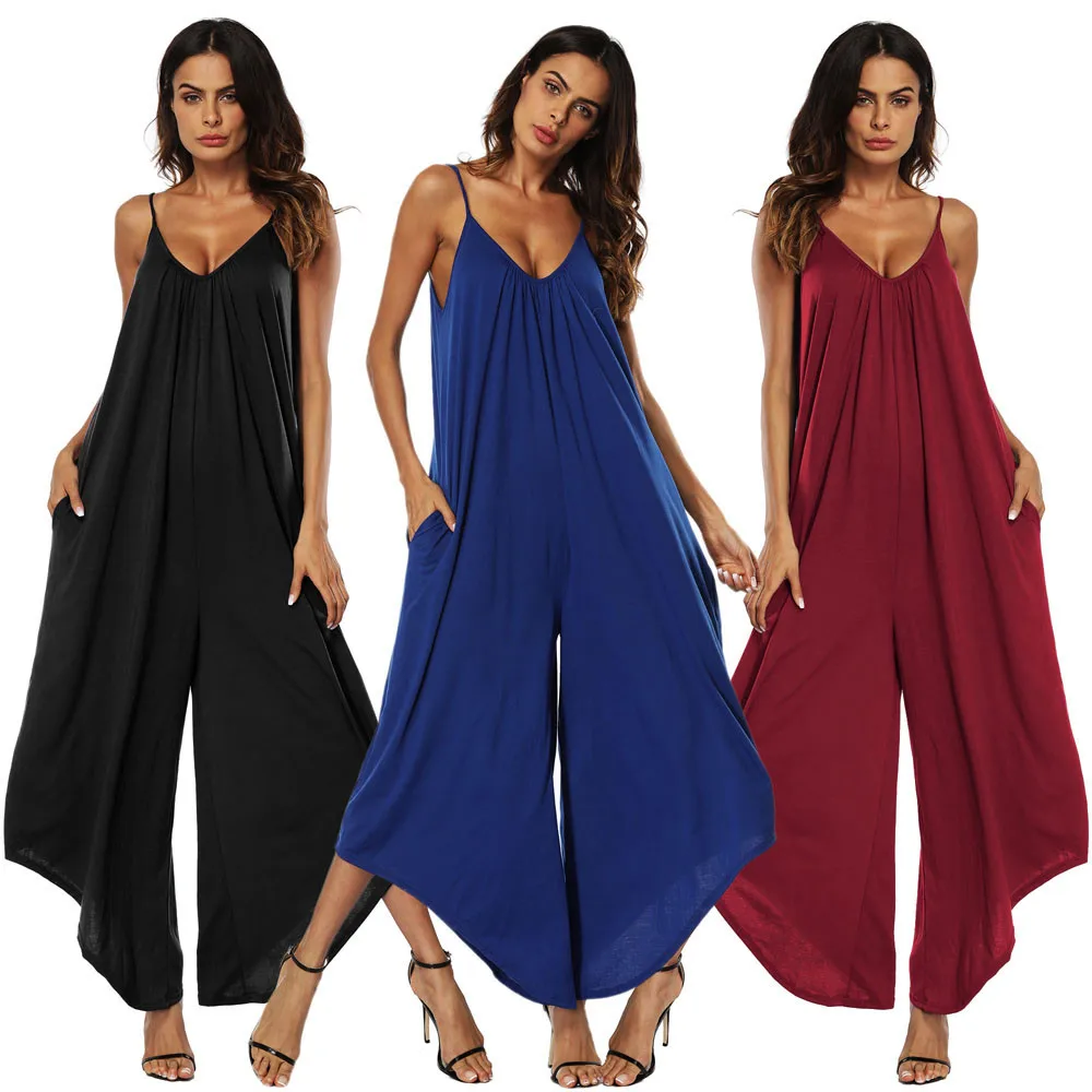 Womail bodysuit Women Summer Fashion Ladies Summer Sleeveless Backless Loose Long Playsuits Rompers Jumpsuit NEW dropship M6