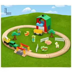 Diecast автомобиль DIY Деревянные треки поезд набор гоночная дорожка Волшебные Brio Обучающие игрушки-Пазлы Деревянные железные дороги Детские
