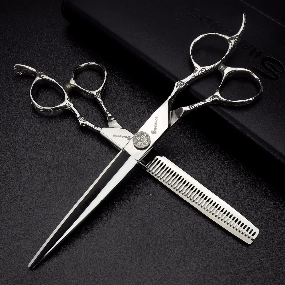 

Aplanets barber scissors 7 inch 6.0 440c professional for barbershop hairdressing cutting scissors thinning shears