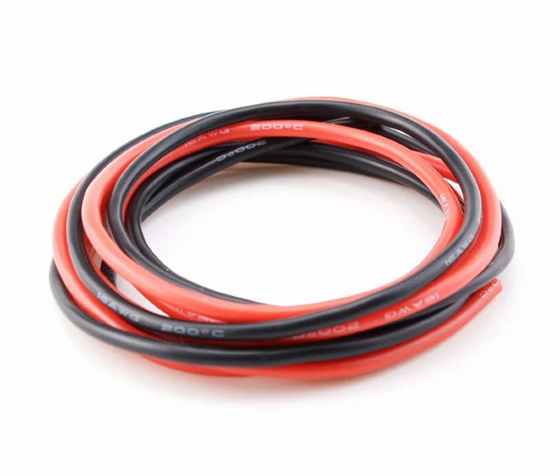 

1meter Red+1meter Black Silicon Wire 12AWG 14AWG 16AWG 22AWG 24AWG Heatproof Soft Silicone Silica Gel Wire Cable