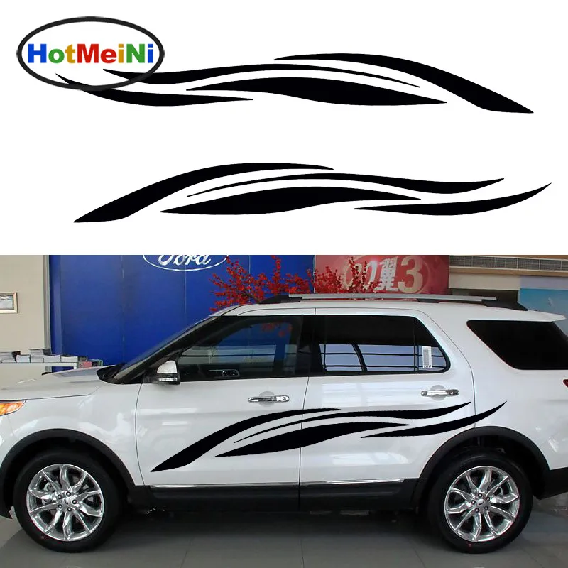 

HotMeiNi 2 X Freedom Fluttered Ribbon Striped Abstract Art Car Sticker for Camper Van SUV Trailer Truck Door Vinyl Decal 9 Color