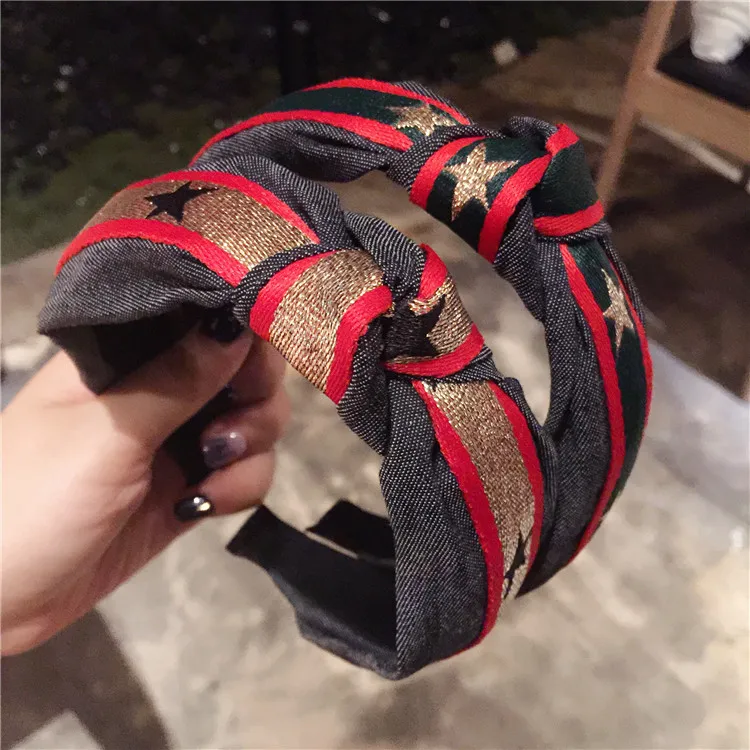 

Korea Cloth Stripe Knotted Star Hair Accessories For Girls Hair Band Hair Bows Flower Hairband Headbands For Women