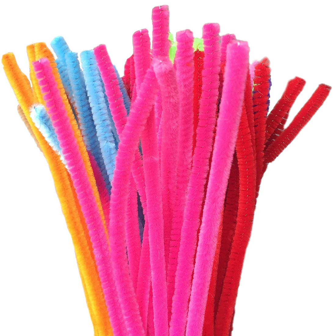 

100pcs Toys Handmade Crafting Stems Pipe Cleaners Plush Tinsel Stems Wired Sticks Kids Educational DIY Craft Supplies