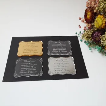 

Customized 100pcs per Lot 80*60mm acrylic wedding thank you card