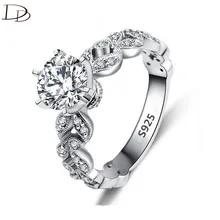 1.5 carat AAA zircon jewelry wedding engagement rings for women vintage 925 sterling silver anel crystal bague leaves DD097