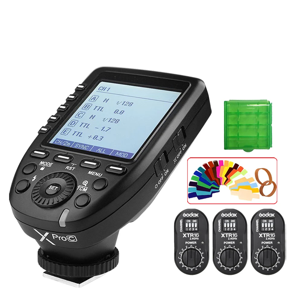 

Godox XPro-C Flash Trigger Transmitter with E-TTL II 2.4G Wireless X System HSS LCD Screen + 3x XTR-16 Receiver for Canon DSLR