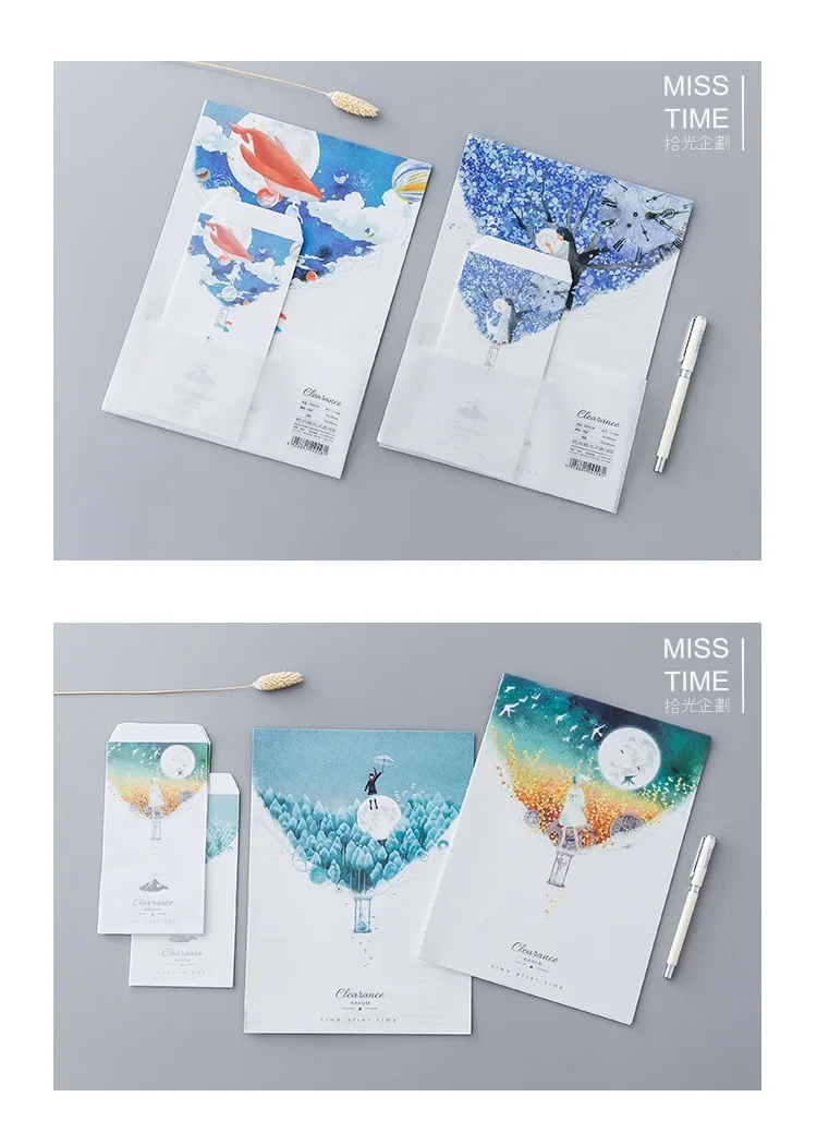 9 шт./компл. 3 конверта + 6 записывающая бумага Красивая природа серия конверт для Подарочная Корейская Канцелярия