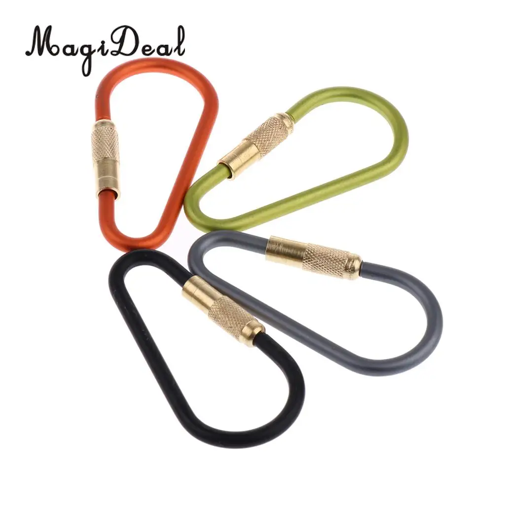 MagiDeal 4Pcs Carabiner Hook Aluminum Alloy Karabiner Clip D-type Buckle Mini-biners