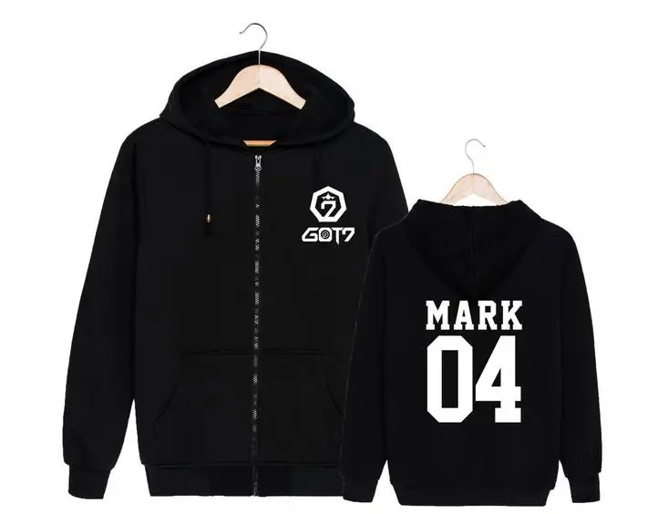 Kpop got7 fan куртка с капюшоном на молнии одинаковым логотипом и именем участника