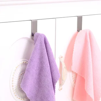 MICCK 2Pcs Set Multipurpose Stainless Steel Hooks Kitchen Cabinet Clothes Home Storage Hanger Bathroom Towel