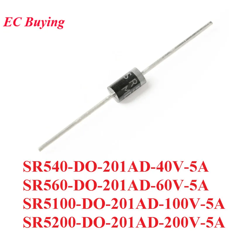 

10PCS SR540 SR560 SR5100 SR5200 DO-201AD Schottky Rectifier Diode Rectifier Silicon Bridge Rectifier 40V 60V 100V 200V 5A