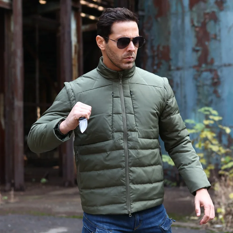 

Outdoor sport Run Hiking wading Tactical down jacket male Windproof waterproof outdoor Down jacket coat Detachable feather vest