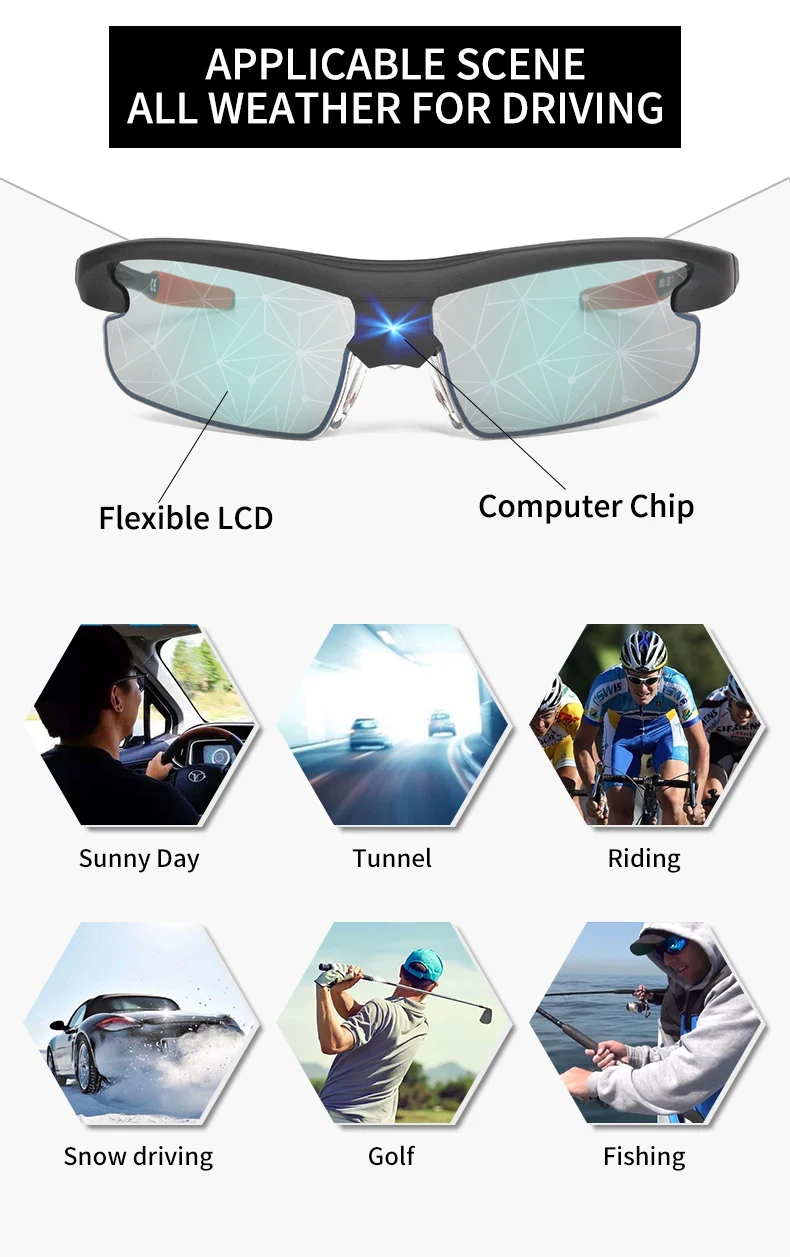 Безопасные очки для вождения, интеллектуальные солнцезащитные очки, высокотехнологичные фотохромные солнцезащитные очки, мужские поляризованные солнцезащитные очки, мужские умные спортивные очки