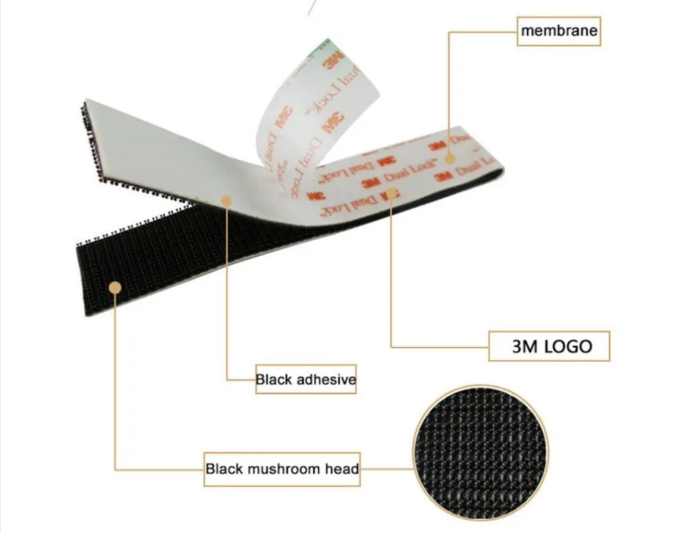4 шт. 3MSJ3550 волнистая форма Ширина 25,4 мм черный VHB гриб клей Reclosable крепежная лента