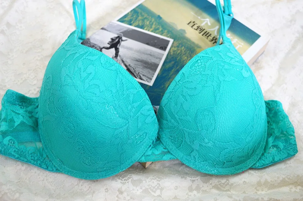 sports bra New Brand Women Sexy THICK Padded Up Embroidery Lace Print Plunge Brassiere Bra Push Up Bras 70 75 80 85 90 95 100 A B C D E strapless
