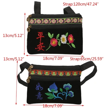 

THINKTHENDO Women Lady Fashion Cross Body Handbags Embroidery Flower Travel Shoulder Bag