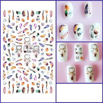 

1pcs 3D Super Thin Nail Stickers Tips Nail Art Adhesive Decals Manicure Decoration Flower and Feather Wraps F053