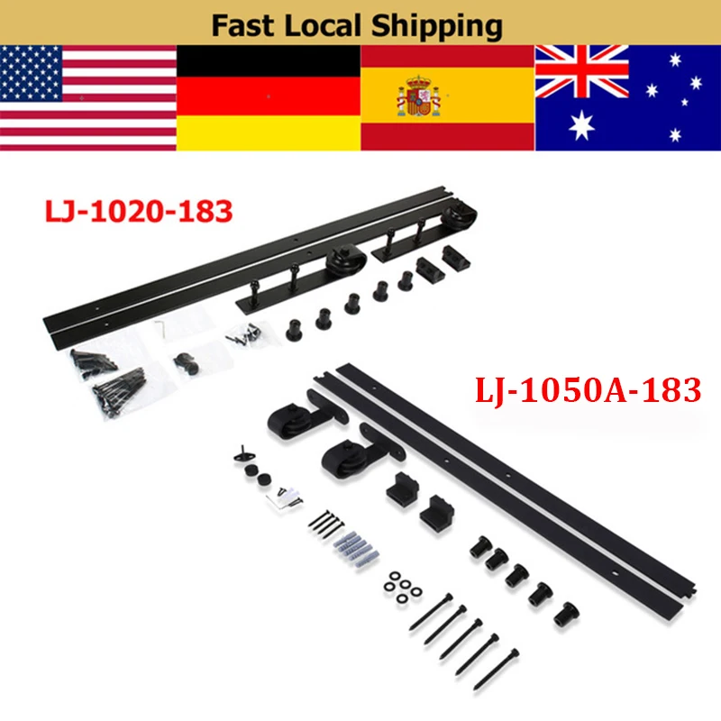 

Sliding Door Hanging Rail Wood Door Hardware Set Steel Slide Rail Antique Track System Steel Rail Kits LJ-1020-183 LJ-1050A-183