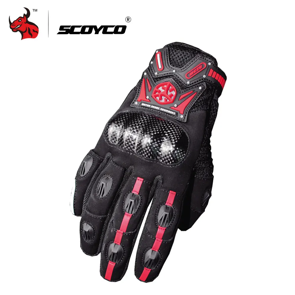 SCOYCO мотоциклетные перчатки мужские перчатки для мотокросса из углеродного волокна защитные мото перчатки Luva Couro Motoqueiro Guantes Moto Black