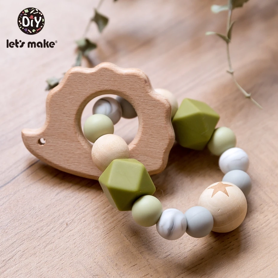 wooden rattle teether