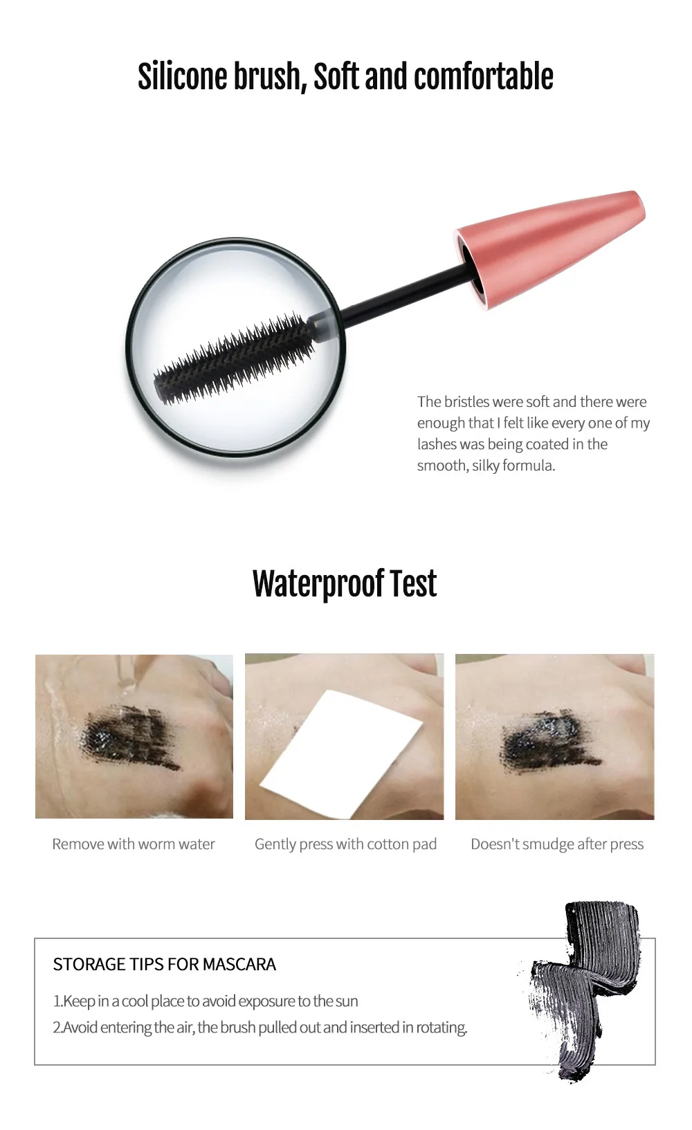 QIBEST 4D Silk Fiber Lash Mascara Waterproof Mascara for Eyelash Extension Black Thick Eye Lashes Curler Cosmetic