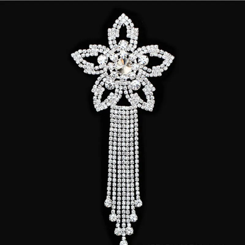Cusack пять звезд с кисточкой Кристалл Стразы аппликация для свадебное платье костюмы отделка DIY ремесла 18*8 см серебро золото