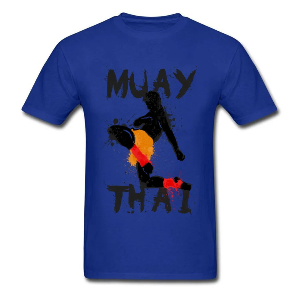 Geek Muay Thai Fighter Men Top T-shirts New Arrival Summer Short Sleeve Crewneck 100% Cotton Tees Design Tee-Shirts Muay Thai Fighter blue