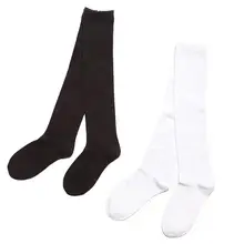 2 пары милых детских длинных носков, гольфы, хлопковые детские гольфы для мальчиков и девочек, размер 14-18(черный+ белый
